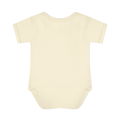 Natural Pretty as a Peach baby bodysuit, plain back view.