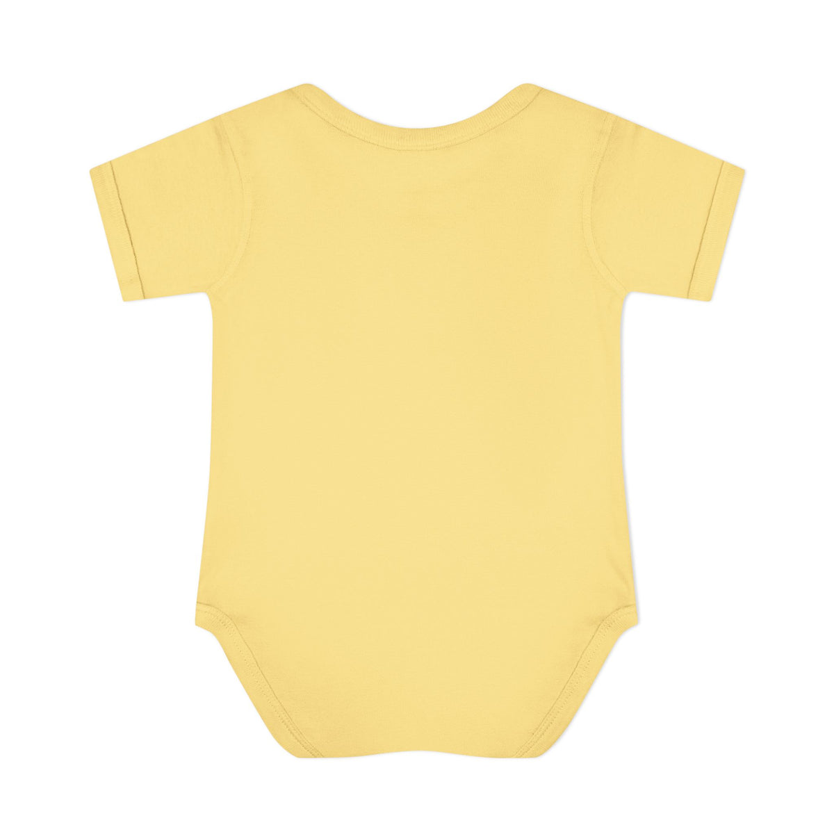 Banana Pretty as a Peach baby bodysuit, plain back view.