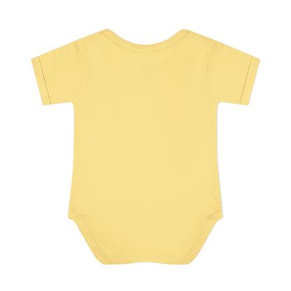 Banana Pretty as a Peach baby bodysuit, plain back view.