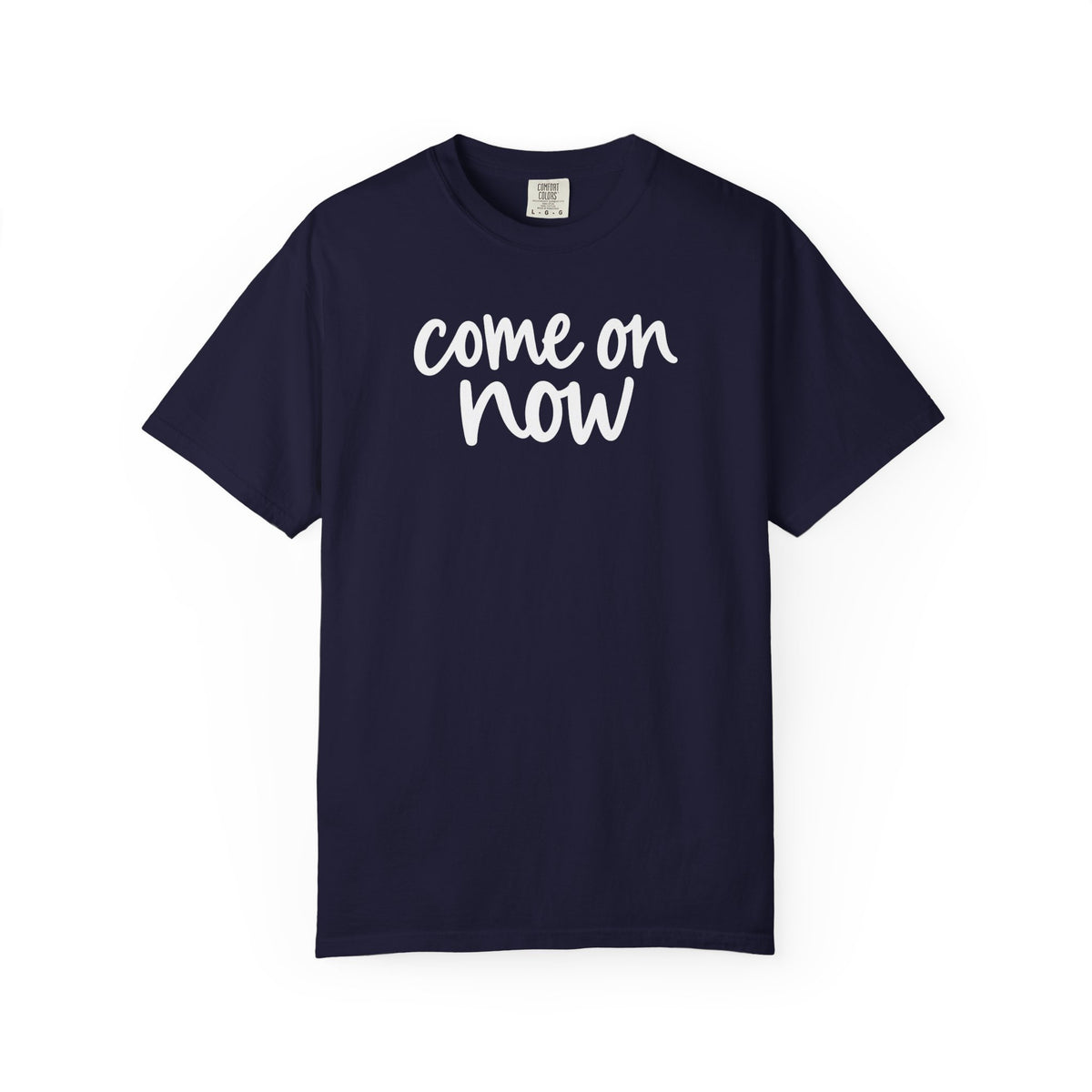 True Navy Come On Now garment-dyed adult T-shirt, front product mockup.