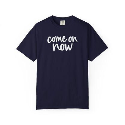 True Navy Come On Now garment-dyed adult T-shirt, front product mockup.