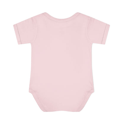 Ballerina Pretty as a Peach baby bodysuit, plain back view.